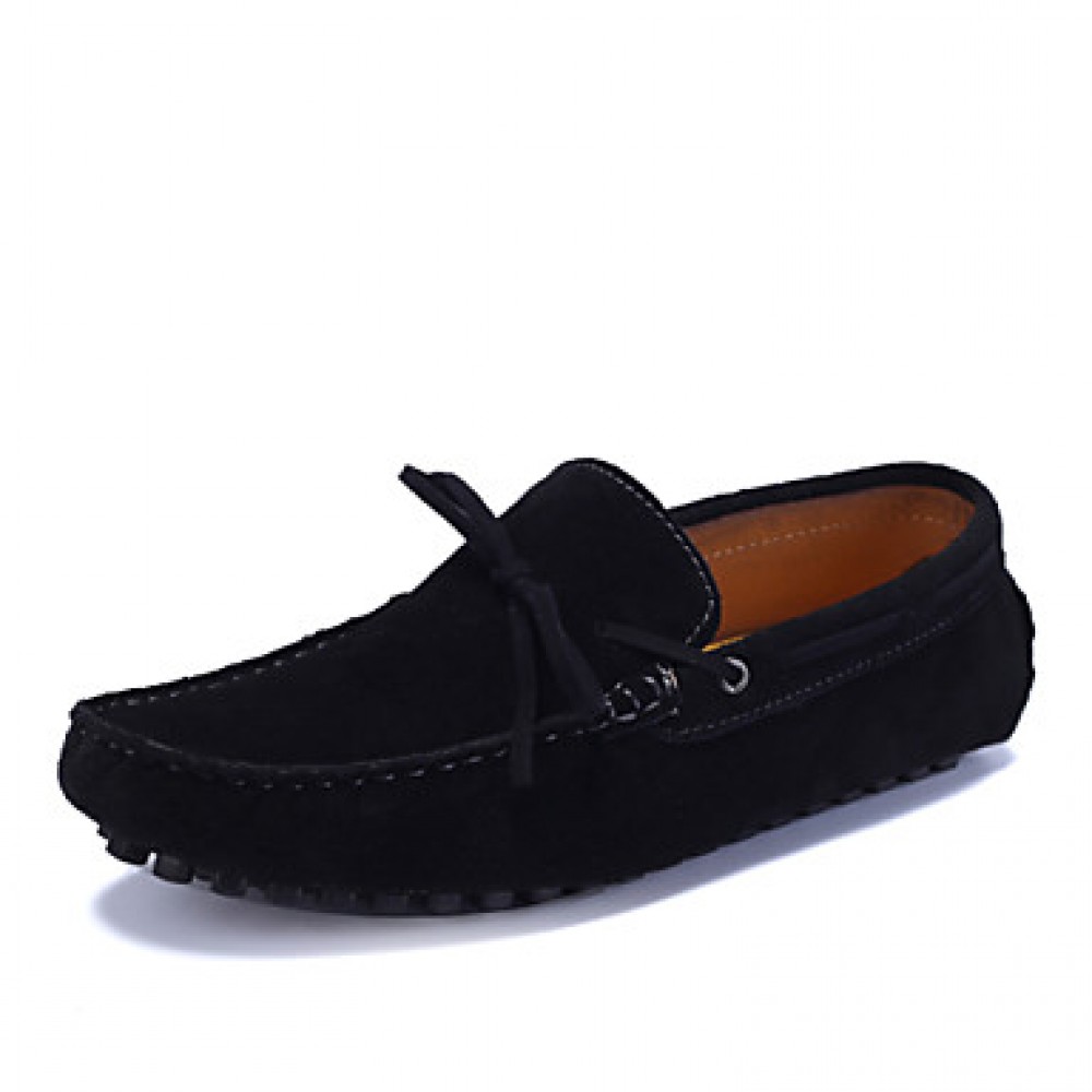 Men's Shoes Casual Suede Boat Shoes Black/Blue  