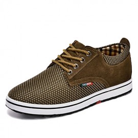 Men's Shoes Outdoor / Casual Nappa Leather / Tulle Fashion Sneakers Blue / Red / Gray / Khaki  