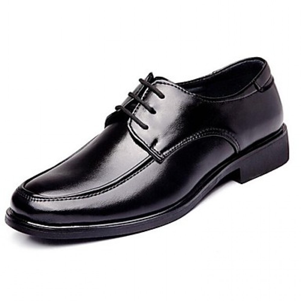 Men's Shoes Leather Casual Oxfords Casual Low Heel Lace-up Black  