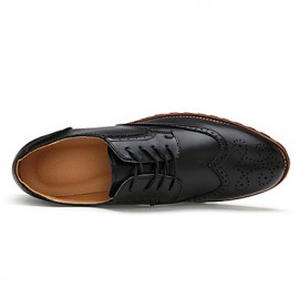 Men's Shoes Leather Casual Oxfords Casual Flat Heel Black / Brown  