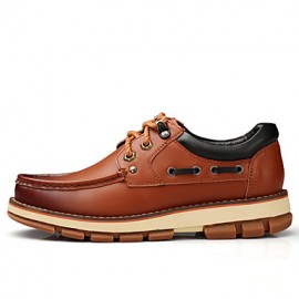 Men's Shoes Outdoor / Athletic / Casual Leather Boat Shoes Black / Brown  