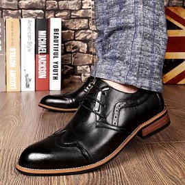 Men's Shoes   2016 Inner Height Increasing Party / Office Black/Brown Comfort Leather Oxfords for Sales Promotions  