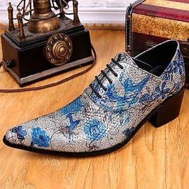 Men's Shoes   Limited Edition Pure Handmade Wedding/Party & Evening Leather Oxfords Silver  