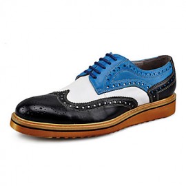 Men's Shoes Wedding / Office & Career / Casual Genuine Leather Oxfords Black / Blue  