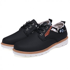 Men's Shoes Leather Casual Oxfords Casual Flat Heel Lace-up Black / Blue / Brown / White  